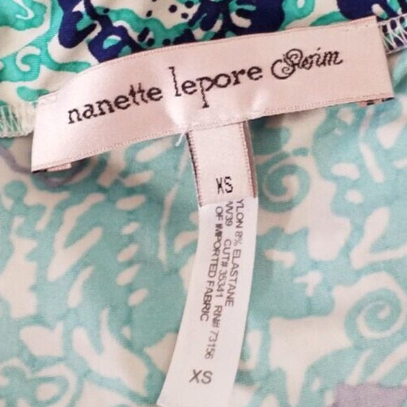 Nanette Lepore Swim Cover-Up Tunic XS Green Batiki Pullover Beach Resort Wear - Picture 6 of 8